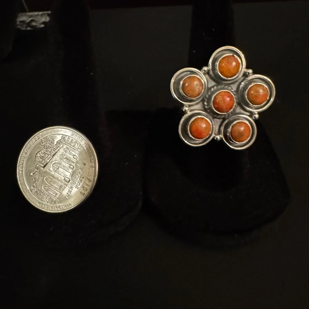 Sterling Silver and‎ desert Jasper Orange Stone Ring